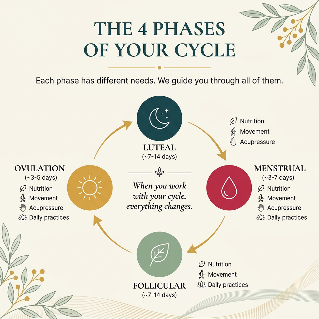 The 4 phases of your cycle: menstrual, follicular, ovulation, luteal